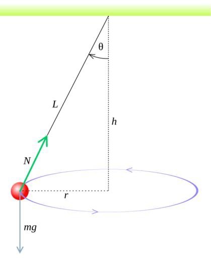 Conical Pendulum simulatin vector diagram